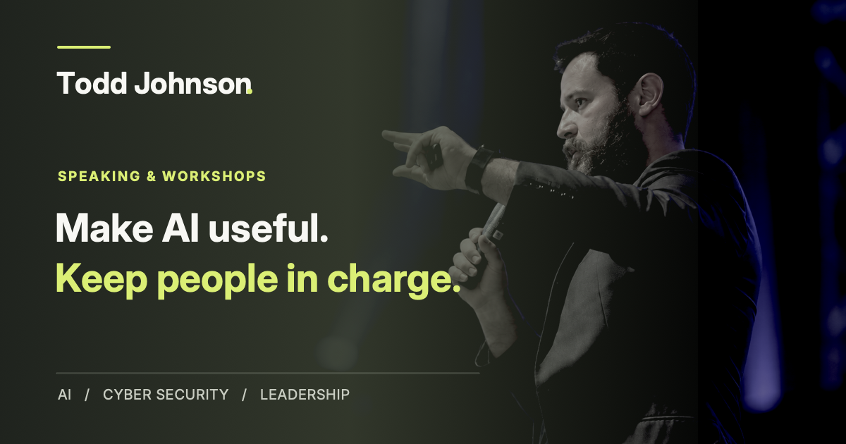 Todd Johnson speaking on practical AI