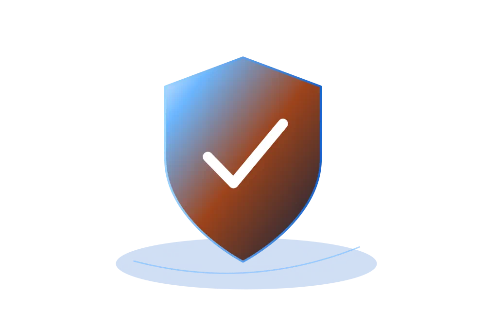 A glass shield with a check mark