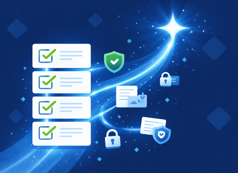 copilot-ready-banner Illustration showing a checklist leading to a glowing Copilot sparkle icon, representing Microsoft 365 Copilot readiness steps for Brisbane businesses